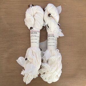 NWT (2) Skeins of Trendsetter Soleil 100% Cotton Yarn with Beads & Fabric- White